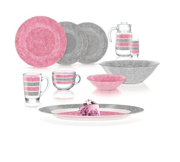 Сервіз столовий Luminarc AMB Stony Pink&Grey, 46 предметів