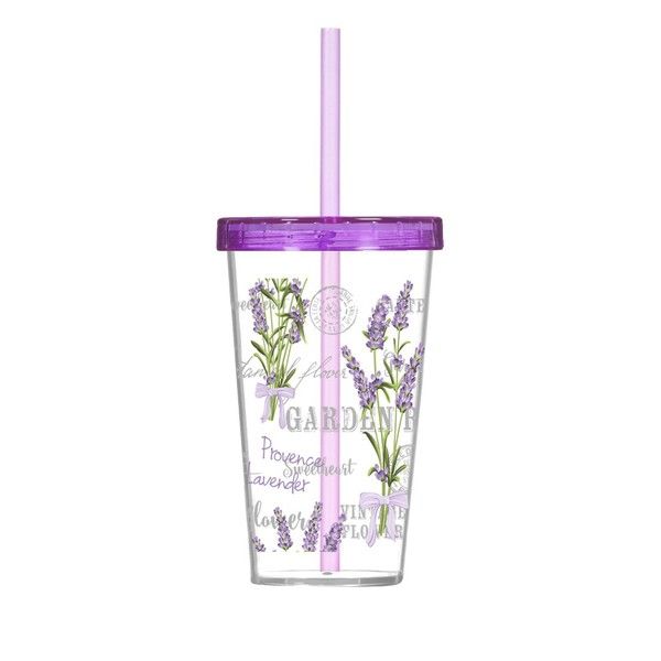 Склянка з трубочкою HEREVIN LAVANDA