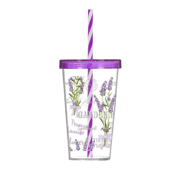 Склянка з трубочкою HEREVIN LAVANDA P